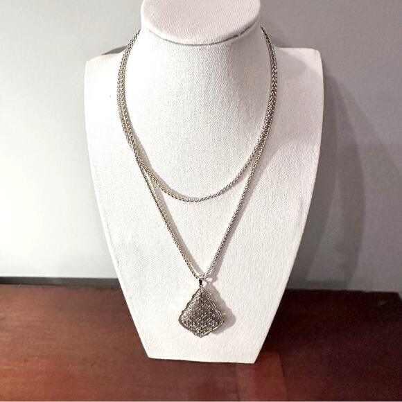 Kendra Scott AIDEN Necklace Gold Silver Filigree Long Chain Two Tone Metal Boho - Picture 5 of 14